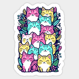 Cute cat's colony Sticker